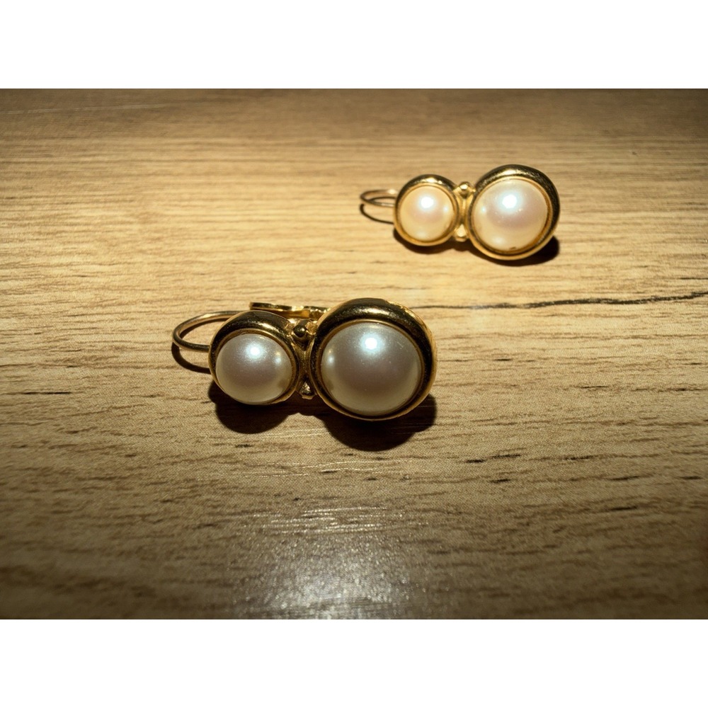 Vintage Monet Faux Pearl Earrings Lever back